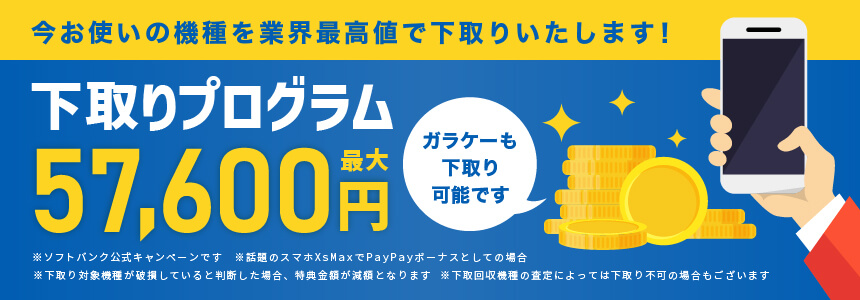 高額下取りキャンペーン！最大57,600円で下取り！