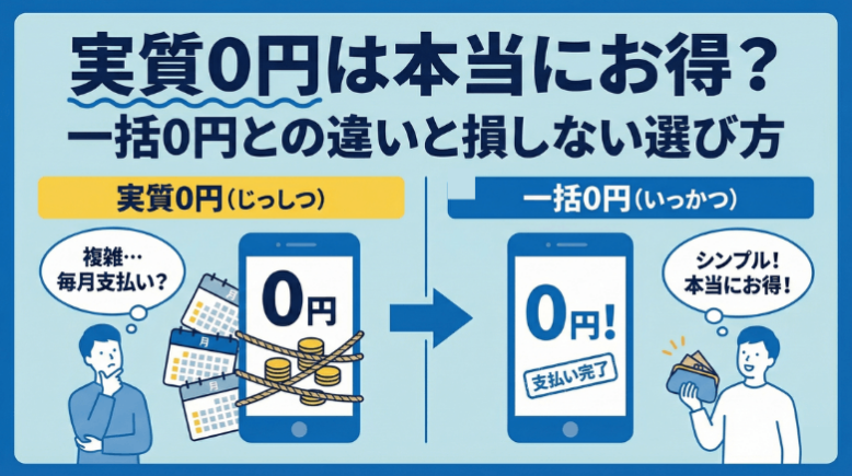 実質0円は本当にお得？一括0円との違いと損しない選び方