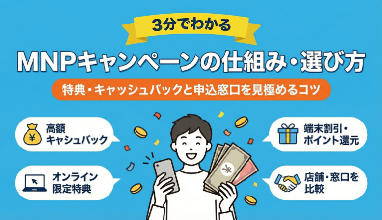 【3分でわかる】MNPキャンペーンの仕組みと選び方｜一括0円・特典・窓口