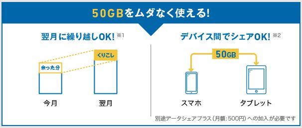 無駄なく使える50GB