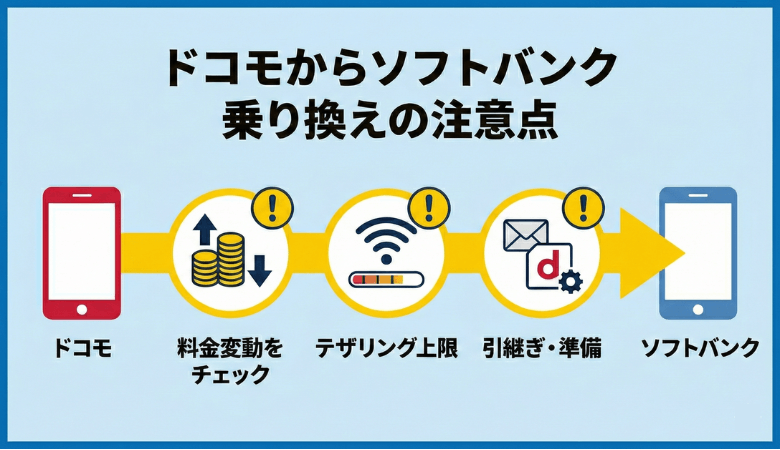 ドコモからソフトバンクに乗り換える注意点