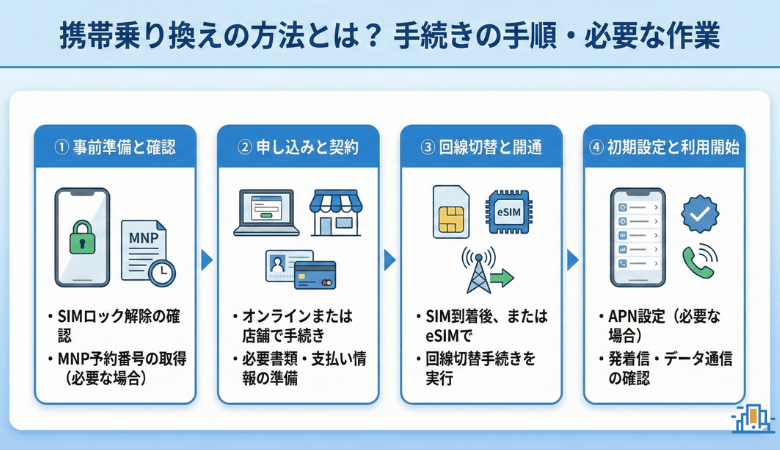 携帯乗り換えの方法とは?手続きの手順・必要な作業をわかりやすく解説!