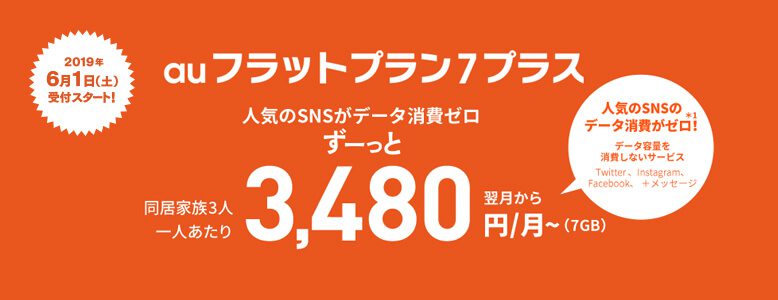 『auフラットプラン7プラス』（2019/6/1提供開始）