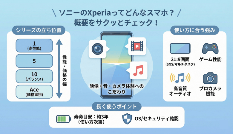 ソニーのXperiaはどんなスマホ？特徴をまとめた画像